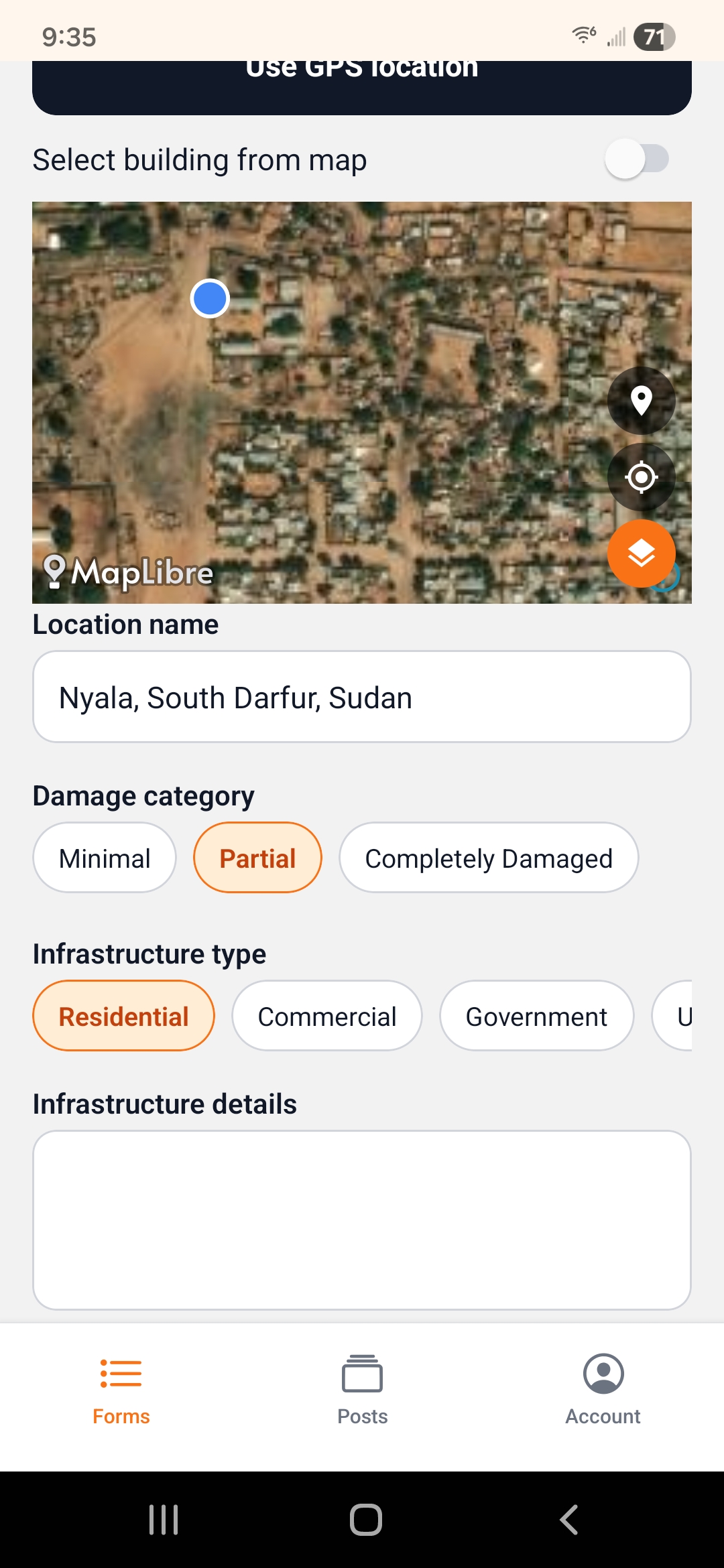 Pin your precise location on the map with satellite imagery.